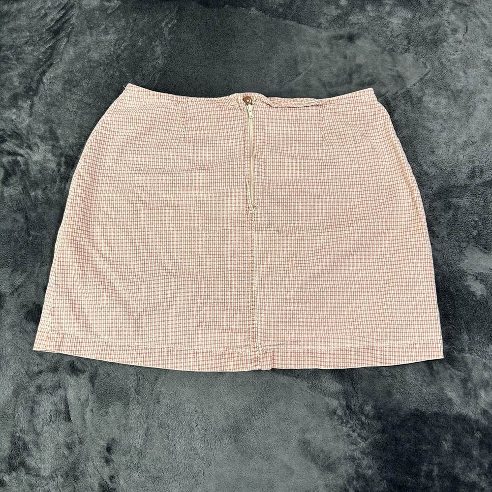 Calvin Klein Mini Skirt Womens 16 Multi Micro Check Cotton Back Zip Minimalist‎